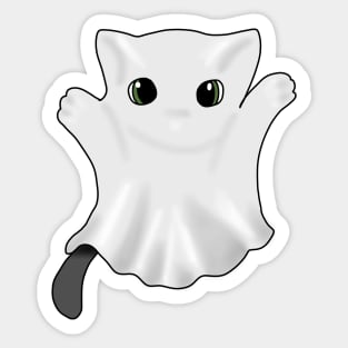 Black cat in a Ghost costume Sticker